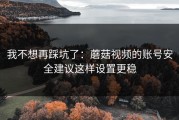 我不想再踩坑了：蘑菇视频的账号安全建议这样设置更稳