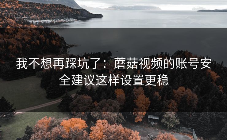 我不想再踩坑了：蘑菇视频的账号安全建议这样设置更稳