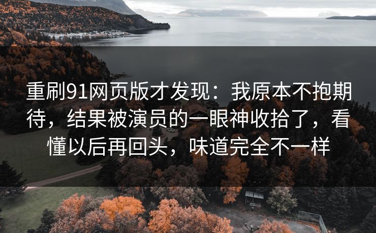 重刷91网页版才发现：我原本不抱期待，结果被演员的一眼神收拾了，看懂以后再回头，味道完全不一样