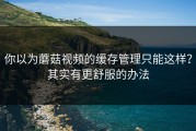 你以为蘑菇视频的缓存管理只能这样？其实有更舒服的办法