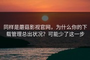 同样是蘑菇影视官网，为什么你的下载管理总出状况？可能少了这一步