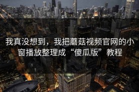 我真没想到，我把蘑菇视频官网的小窗播放整理成“傻瓜版”教程