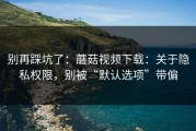 别再踩坑了：蘑菇视频下载：关于隐私权限，别被“默认选项”带偏