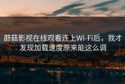 蘑菇影视在线观看连上Wi‑Fi后，我才发现加载速度原来能这么调