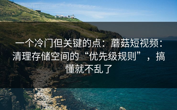 一个冷门但关键的点：蘑菇短视频：清理存储空间的“优先级规则”，搞懂就不乱了