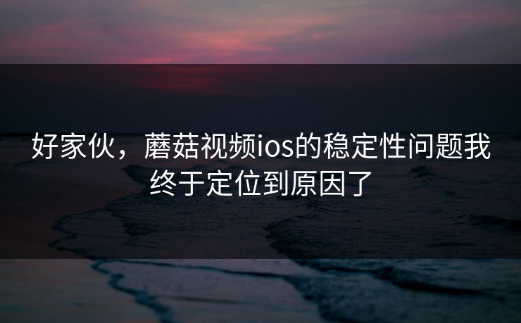 好家伙，蘑菇视频ios的稳定性问题我终于定位到原因了