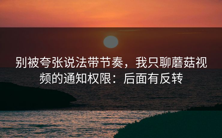 别被夸张说法带节奏,我只聊蘑菇视频的通知权限:后面有反转 别被夸张说法带节奏,我只聊蘑菇视频的通知权限:后面有反转