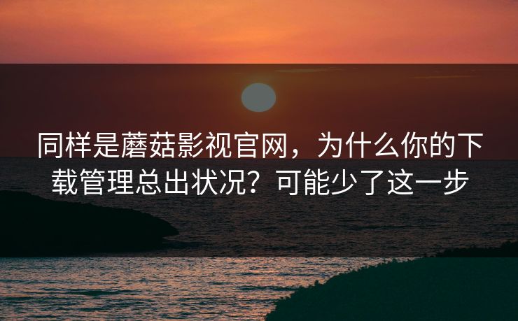 同样是蘑菇影视官网,为什么你的下载管理总出状况?可能少了这一步 同样是蘑菇影视官网,为什么你的下载管理总出状况?可能少了这一步