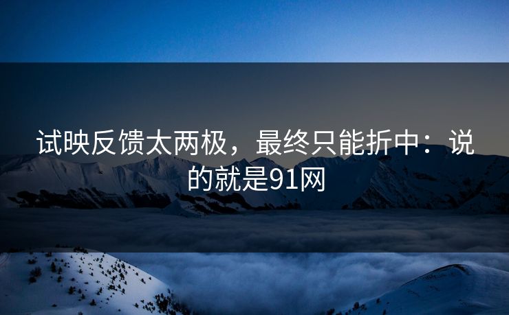 试映反馈太两极，最终只能折中：说的就是91网
