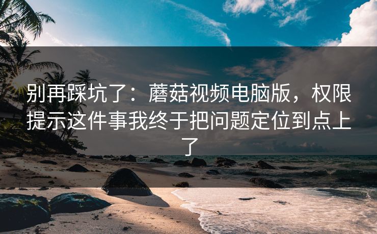 别再踩坑了：蘑菇视频电脑版，权限提示这件事我终于把问题定位到点上了